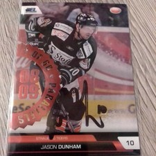 2008/09 LED Playercard 1 of 60 Parallels Signed Jason Dunham Straubing Tigers