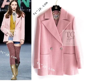 $6K CHANEL 22A Pink Wool 100% 38 40 44 46 DoubleTweed Jacket Runway  US6 8 12 14 - Picture 1 of 24
