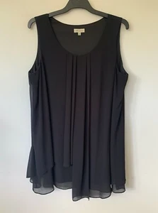 AUTOGRAPH LINED CHIFFON PLEATED POINTY HEM BLACK TUNIC TANK TOP SIZE 16 AU - Picture 1 of 2