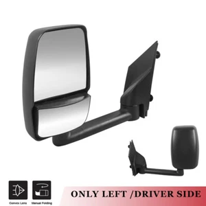 Left Driver Side Manual Fold Tow Mirror For 2003-2017 Chevy Express Savana Van - Picture 1 of 10