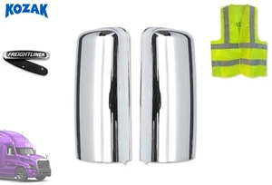 CHROME Door Mirror Cover Pair for Freightliner Cascadia 2008-2014 PLUS Accessory - Picture 1 of 8