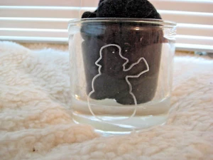 Trend Candle Run Glass Etched Snowman Votive Candle Holder Winter Christmas - Picture 1 of 7
