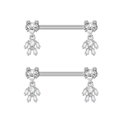 2Pcs 14G Nipple Ring Shield Surgical Steel Screw Nipplering Tongue Ring Barbell - Imagem 1 de 4