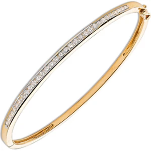1.00 carat F/SI Round Brilliant Cut Diamond Channel-set Bangle 9ct Yellow Gold - Picture 1 of 6