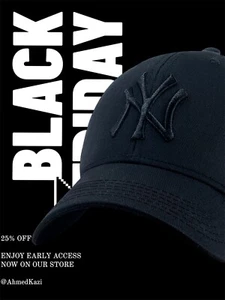 New York Black Adjustable Baseball Cap Hat 100% Cotton,Factory Model Unisex - Picture 1 of 5