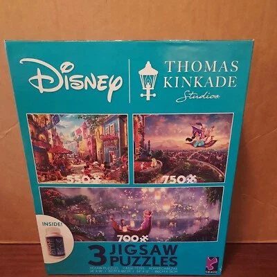 3 rompecabezas de Disney Thomas Kinkade con pegamento para rompecabezas Foto 1 de 4