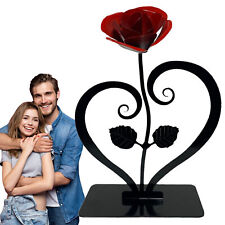 Iron Rose With Stand Wrought Iron Red Metal Rose Sculpture Iron Art Room Decor