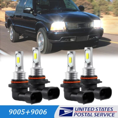 For GMC Sonoma 1997 1998-2004 4Pcs LED Headlights High Low Beam Bulbs Kit 6000K - Image 1 of 4