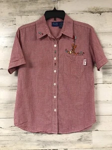 Vintage Y2K Pooh Disney Tigger Shirt Gr. SM rot Gingham Cartoon nostalgisch Cottagecore - Bild 1 von 9
