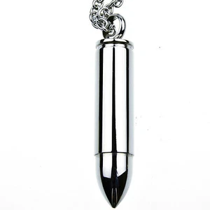 Bullet Memorial Cremation Jewelry Urn Necklace for Ash Stainless Steel 18" Chain - Picture 1 of 4