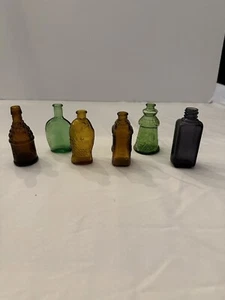 Vintage Miniature Colored Glass Green Brown Bottles Wheaton Bitters - Picture 1 of 2