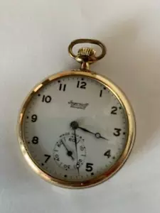 1892 INGERSOLL RELIANCE gold plated mechanical hand-wound pocket watch - RUNS - Picture 1 of 6