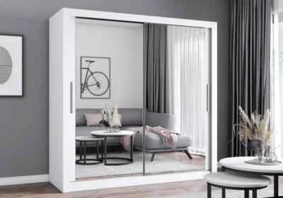 Schwebetürenschrank Schrank Kleiderschrank MILAN mit Spiegel 203 cm - Bild 1 von 4