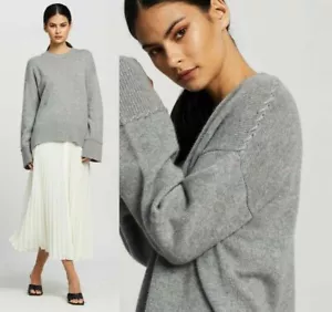 Maglione Theory Karenia Whipstitches super morbido spesso 100% cashmere grigio S $495 - Foto 1 di 11