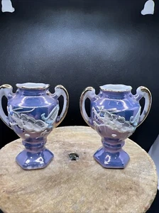 Set Of Two Lusterware,dragonware Mini Urns  - Picture 1 of 8