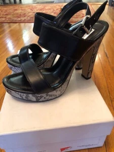 Snakeskin pattern & black Halogen Strappy Platform Sandals Size 8.5M NWB - Picture 1 of 7