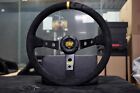 350mm 14' OMP Genuine Suede Leather Black Deep Cone Racing Sport Steering Wheel