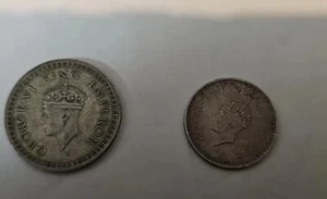 1945 INDIA UK George VI Old Silver 1/2 HALF RUPEE Indian Coin and 1/4 RUPEE - Picture 1 of 6