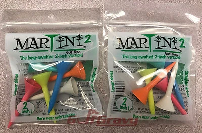 MARTINI 2 Golf Tees - 2 packs of 6 Assorted SHORT Tees 2"