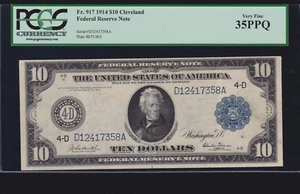 US 1914 $10 FRN Cleveland District FR 917 PCGS 35 PPQ Ch VF (-358) - Picture 1 of 2