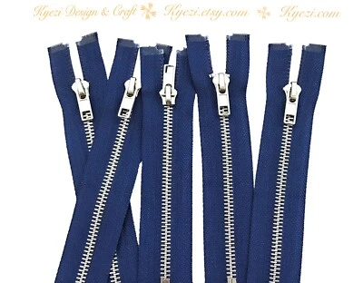 5 - 10 pcs Silver Separating Jacket Zipper, Gauge 5 Zippers - 3", 4", 5", 6" - Image 1 of 4