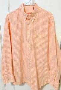 Izod Button Up Dress Shirt Orange Check Long Sleeve Men's Size L Nearly New - Picture 1 of 6