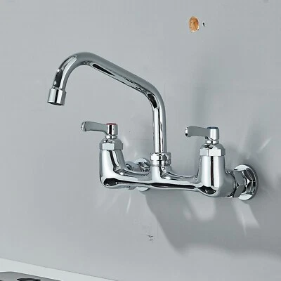 Grifo mezclador de grifo de fregadero de cocina de pared 8 manijas centro cromado comercial 2 orificios Foto 1 de 4
