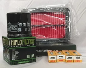 Service Kit For SUZUKI GSF600 BANDIT (2000 to 2004) Filters and 4 x Spark Plugs - Picture 1 of 6