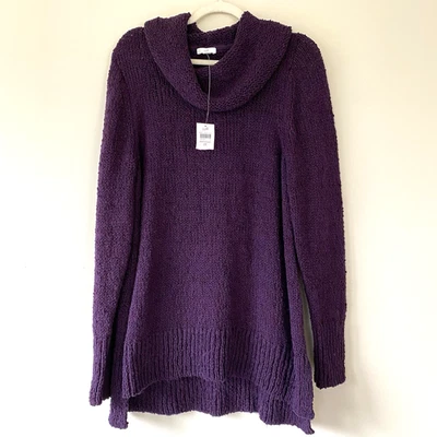 NWT J. Jill Textured Cowl-Neck Sweater  Purple Plum  Size 2X $99 Cotton Blend - Image 1 of 4