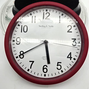 Sterling & Noble 8 5/8” Diameter Wall Clock Red Frame White Dial-W/Battery - Picture 1 of 4
