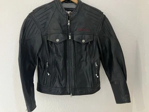 Chaqueta de cuero negra Harley Davidson para mujer talla grande para motocicleta - Imagen 1 de 12
