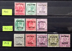 1901-1913 India Gwalior State Official use stamps - Picture 1 of 1