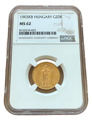 Hungary 1903 KB Gold 20 Corona NGC MS62 - Image 1 of 2