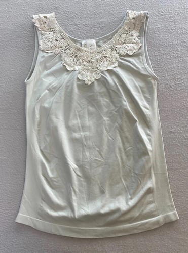 OFF WHITE Canotta Aishty donna grande bianco sporco dettaglio uncinetto scollo a scoop senza maniche