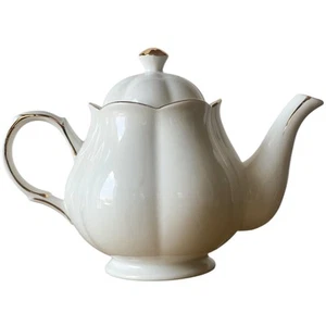 Grace Teaware Fine Porcelain Teapot Gold Trim - Picture 1 of 5