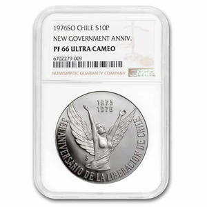 1976-So Chile Silver 10 Pesos PF-66 Ultra Cameo NGC - Picture 1 of 3