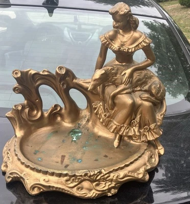 🗿Gran escultura vintage de cerámica/piedra - Dama y perro Portugal🔥 Foto 1 de 4