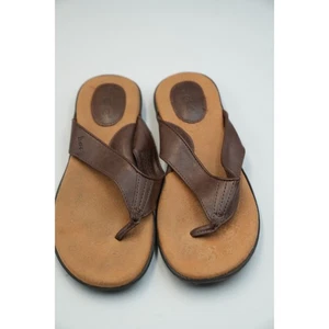B.O.C. Women's Brown Slip-On Sandals Size 8 M Vegan Leather Open Toe Cork Sole - Picture 1 of 6