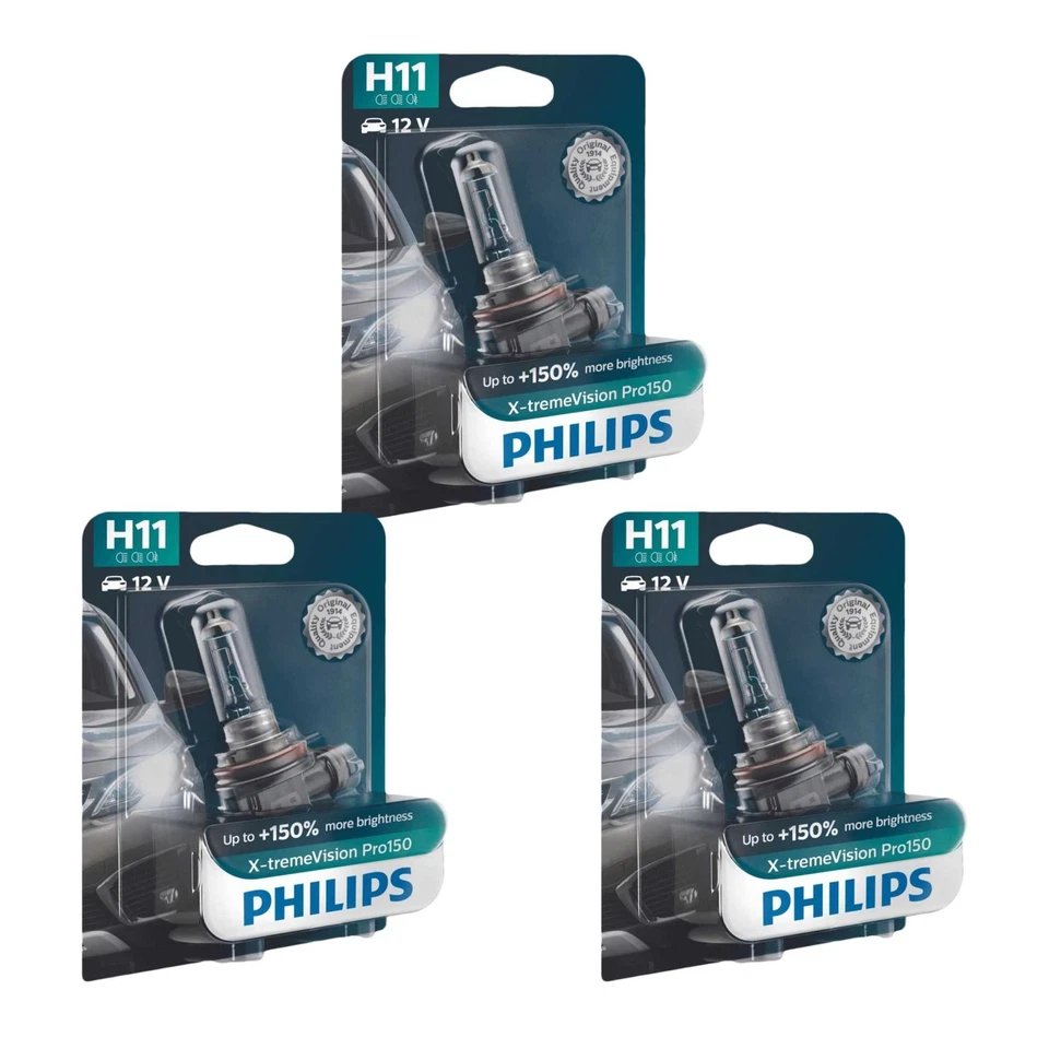 3x Philips X-tremeVision Pro150 H11 Halogen bis zu 150% mehr Licht 55W 12V - Bild 1 von 4