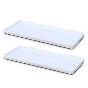 Ceramic Vanity Tray White Rectangle Bathtub Tray Bathroom Organizer Cosmetics Ho - Picture 1 of 6