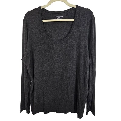 Eileen Fisher T-Shirt Long Sleeve T-Shirt Scoop Neck T-Shirt Women 1X Gray  - Image 1 of 4