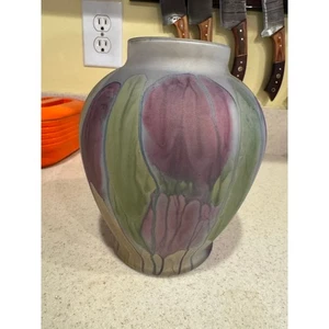 Vintage Nouveau Art Glass Vase Hand Painted by Reuven - Picture 1 of 8