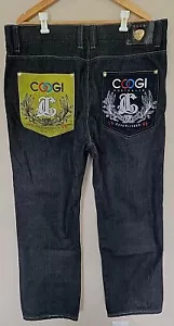 Vtg Y2K Coogi Black Baggy Jeans 41x35 Hip Hop Embroidered 90s Skater READ - Picture 1 of 16