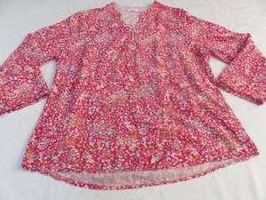 MADE IN ITALY ROSA KLEINER BLUMENDRUCK KREMPELÄRMEL PULLOVER BLUSE OBERTEIL UK 16 - Bild 1 von 14