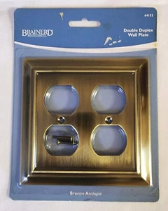 BRONZE ANTIQUE Double Duplex Wall Plate Heavy Duty VTG BRAINERD Architecture - Picture 1 of 5