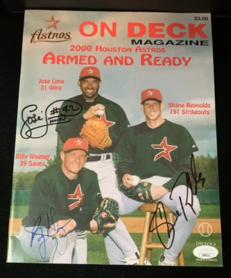 2000 Houston Astros On Deck Magazine Auto Jose Lima Billy Wagner Reynolds JSA - Image 1 of 4