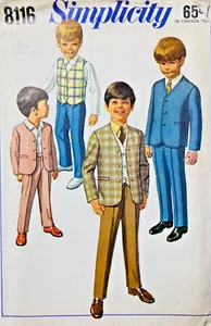 1960s SIMPLICITY 8116 SIZE 4 TODDLER BOYS JACKET PANTS REVERSIBLE VEST *UC/FF - Picture 1 of 3