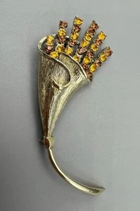 Vintage Coro Brosche Blumenstrauß goldfarben - Bild 1 von 6