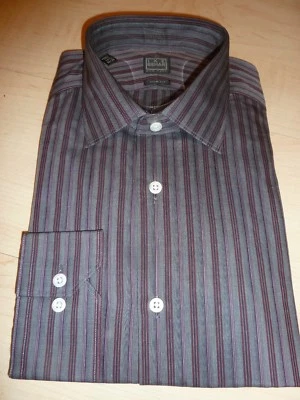NUEVA CAMISA IKE BEHAR PARA HOMBRE $190 Talla 15.5 34 35 Calce Ajustado Gris Gris Rayas AlgodónBC Foto 1 de 4