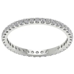 Eternity Wedding Stackable Ring I1 G 0.71 Ct Round Diamond 14K White Gold RS 7 - Picture 1 of 6